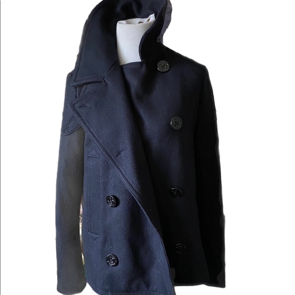 Women's Gap SZ XS True Deep Navy Double Breasted Peacoat Heavyweight Wool-Blend - Picture 3 of 10